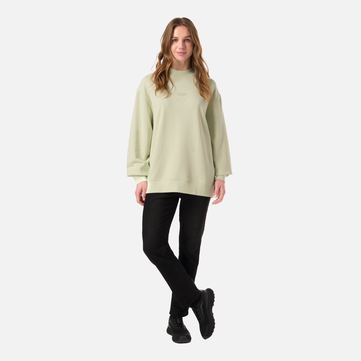 Polerón Mujer Ulmo Mid Point Crewneck Sweatshirt Gris Claro / Verde Agua Lippi