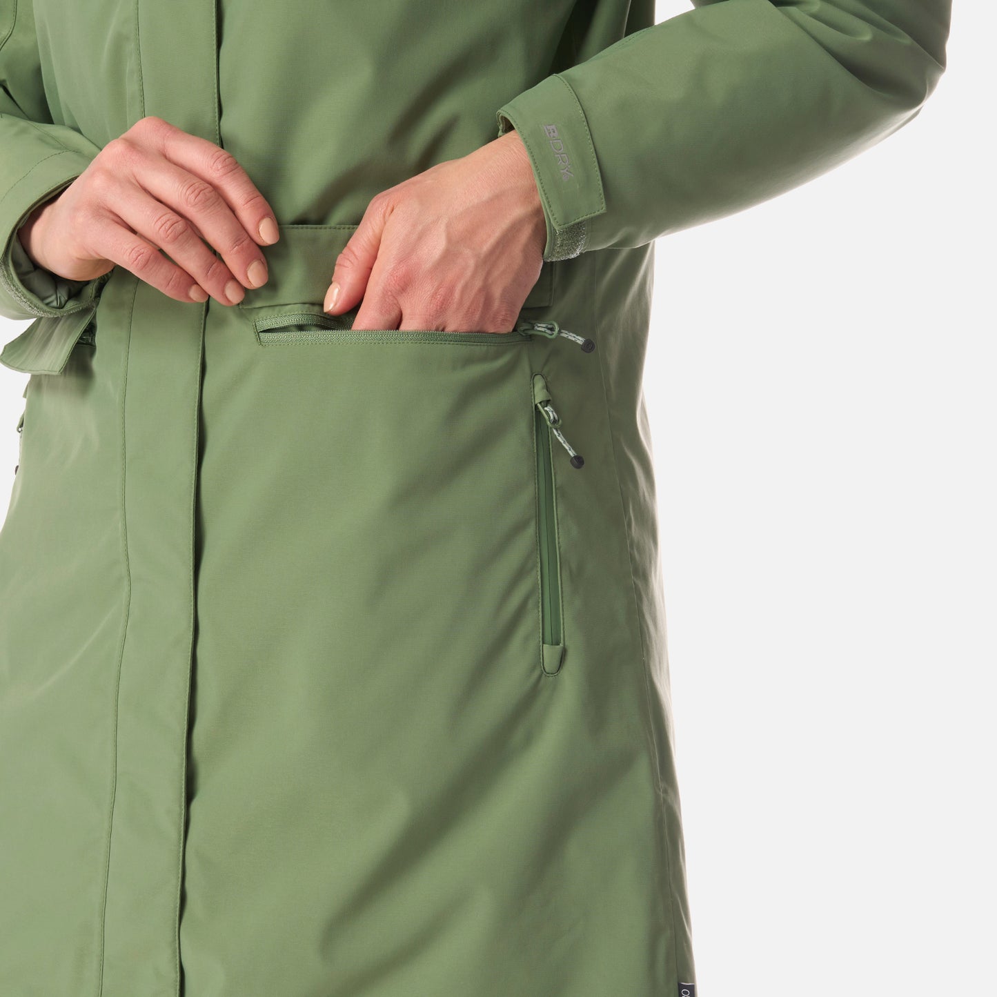 Chaqueta Mujer Mountains Live B-dry Steam-Pro Long Jacket Jade Oscuro Lippi