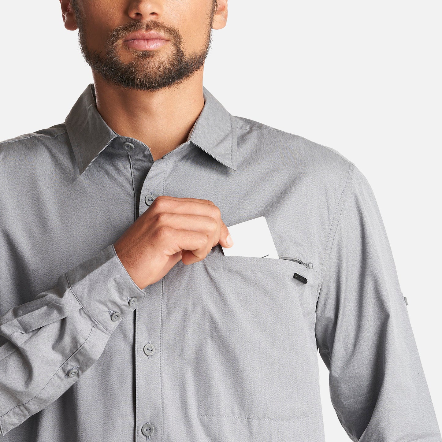 Camisa Hombre Alloy Long Sleeve Shirt Melange Gris Oscuro Lippi