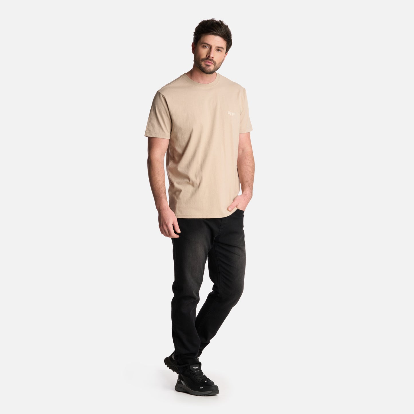 Polera Hombre Logo Lippi Back Print T-Shirt Taupe Lippi