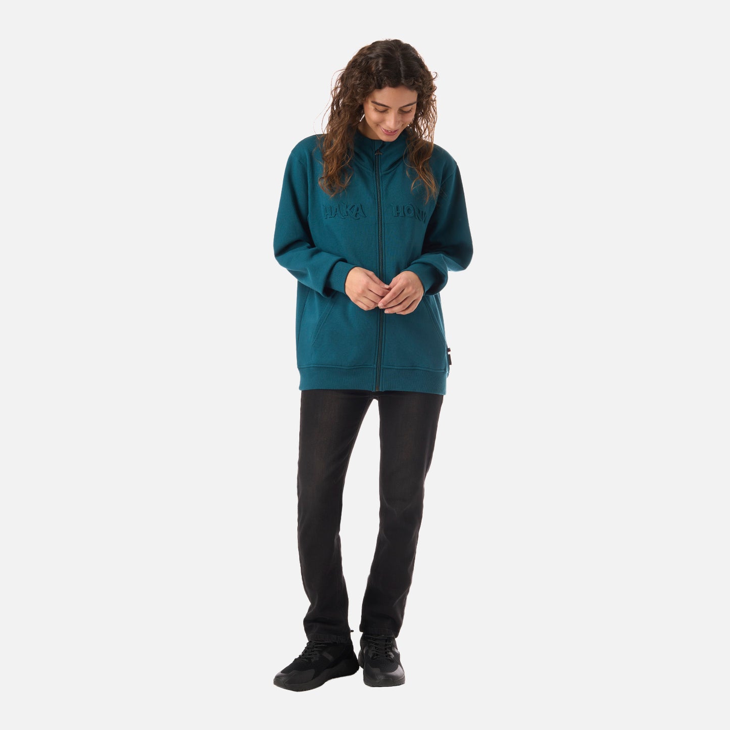 Polerón Mujer Motomami Full Zip Petroleo Oscuro Haka Honu