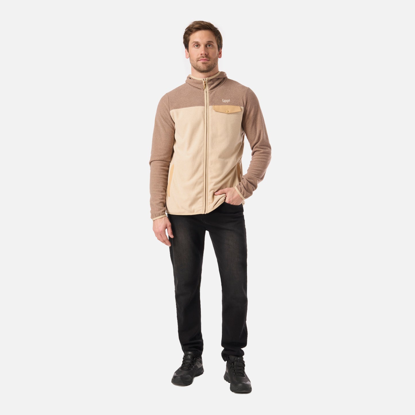 Polar Hombre Fireplace Full Zip Hoody Sweatshirt Beige Lippi