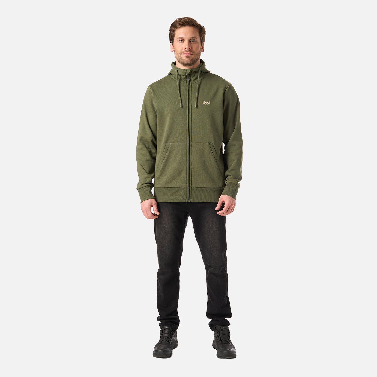 Polerón Hombre Ulmo Full Zip Hoody Sweatshirt Verde Musgo Lippi
