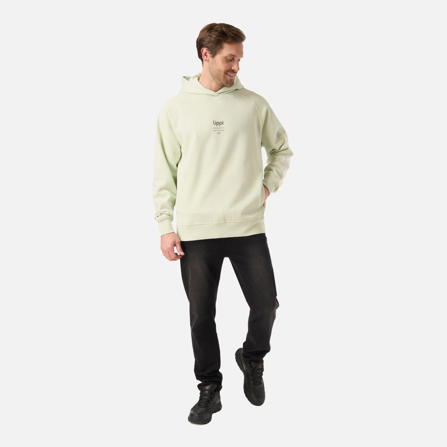 Polerón Hombre Ulmo Hoody Sweatshirt Gris Claro / Verde Agua Lippi