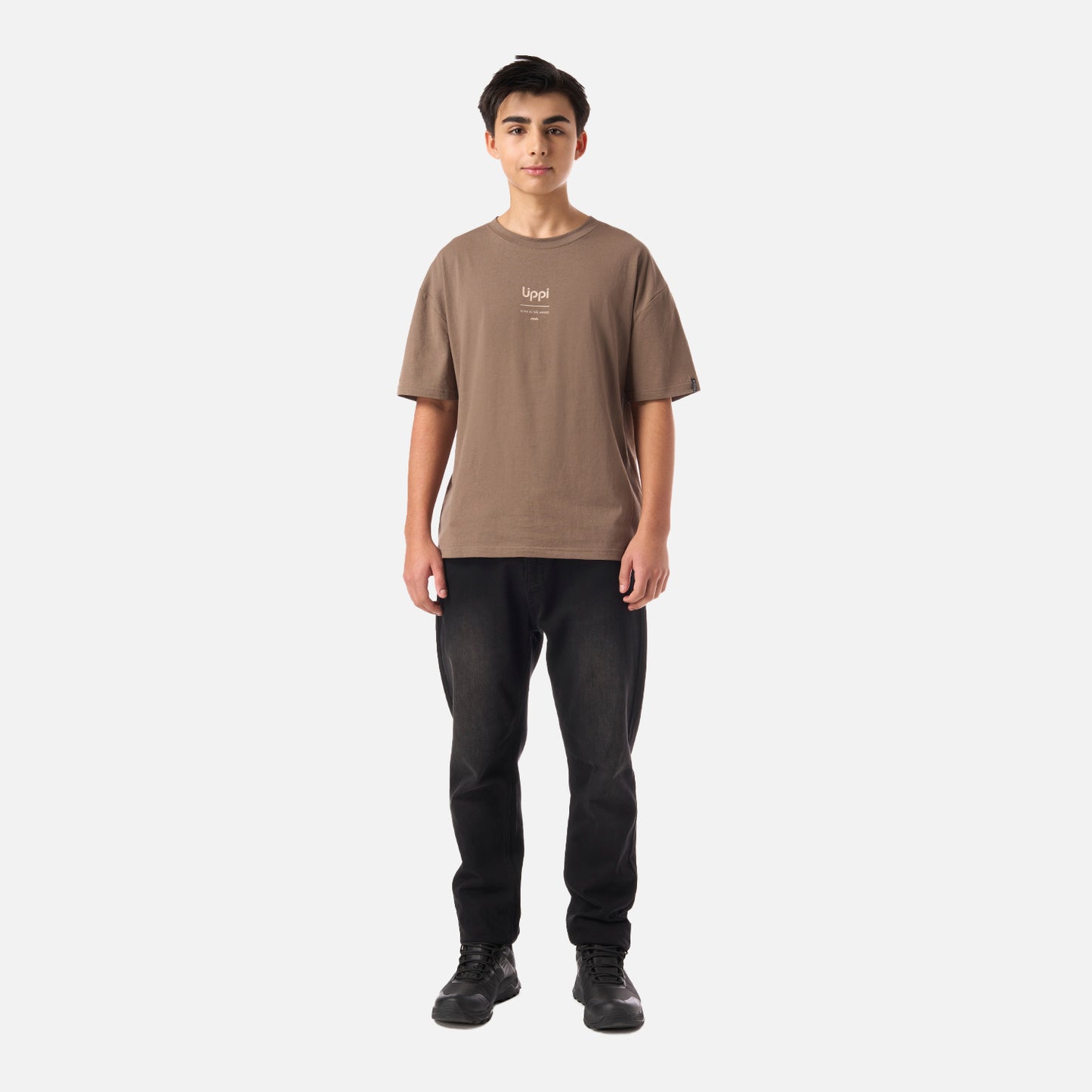 Polera Teen Boy Mountain Trip Oversize T-Shirt Café Lippi