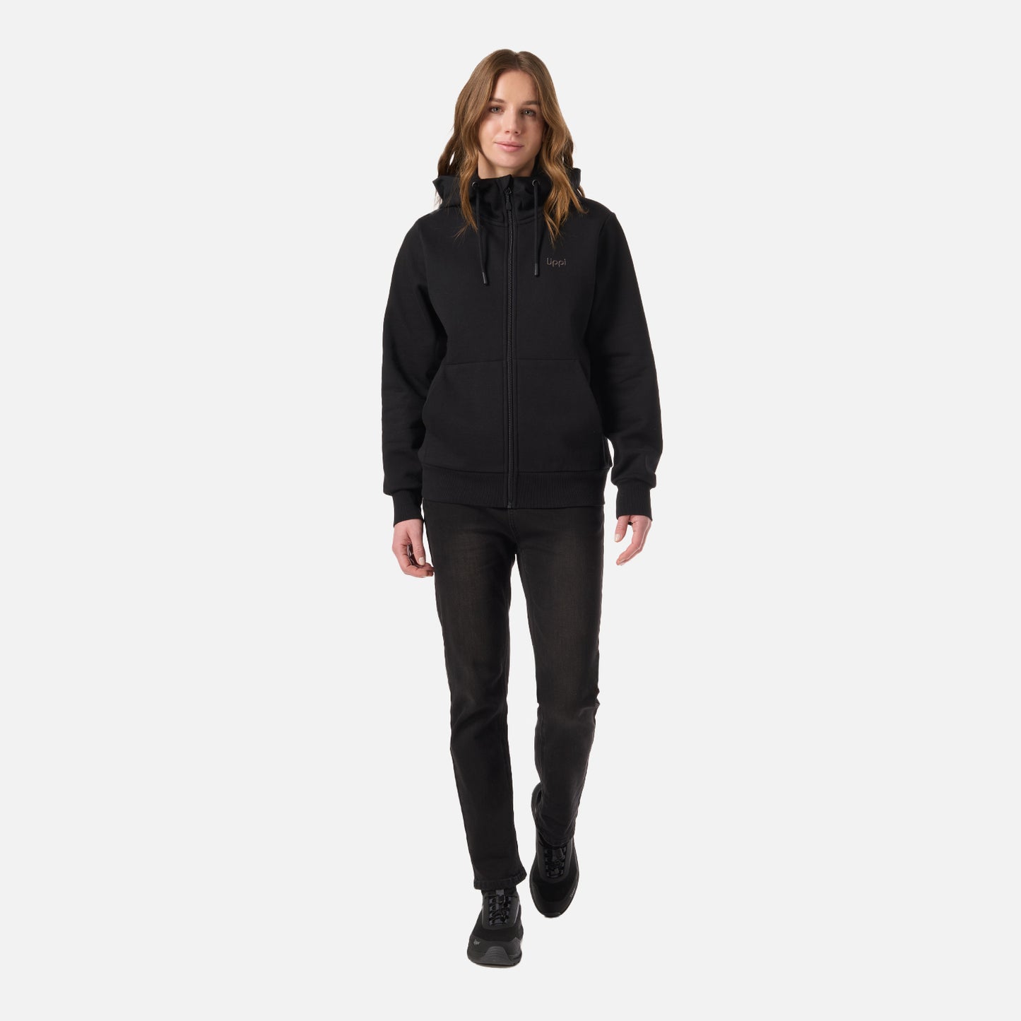 Polerón Mujer Ulmo Light Full Zip Hoody Sweatshirt Negro Lippi