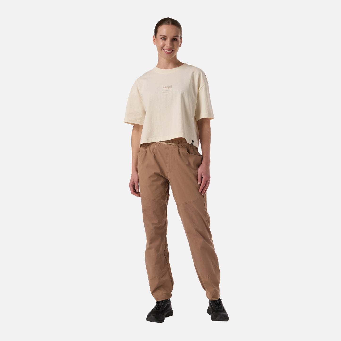 Polera Mujer Boulder Crop T-Shirt Crema Lippi