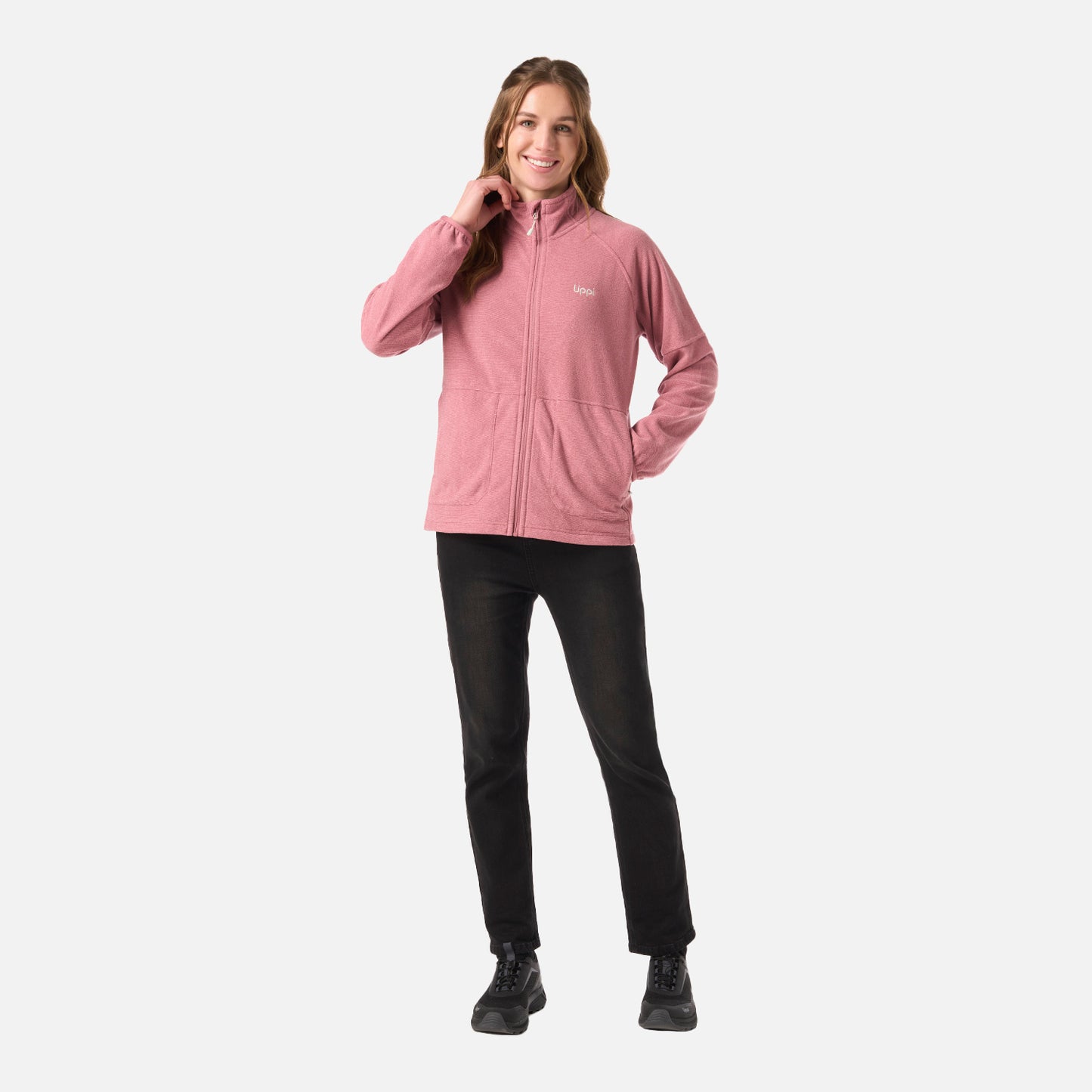 Polar Mujer Stripes Nano-F Full Zip Rosa Oscuro Lippi