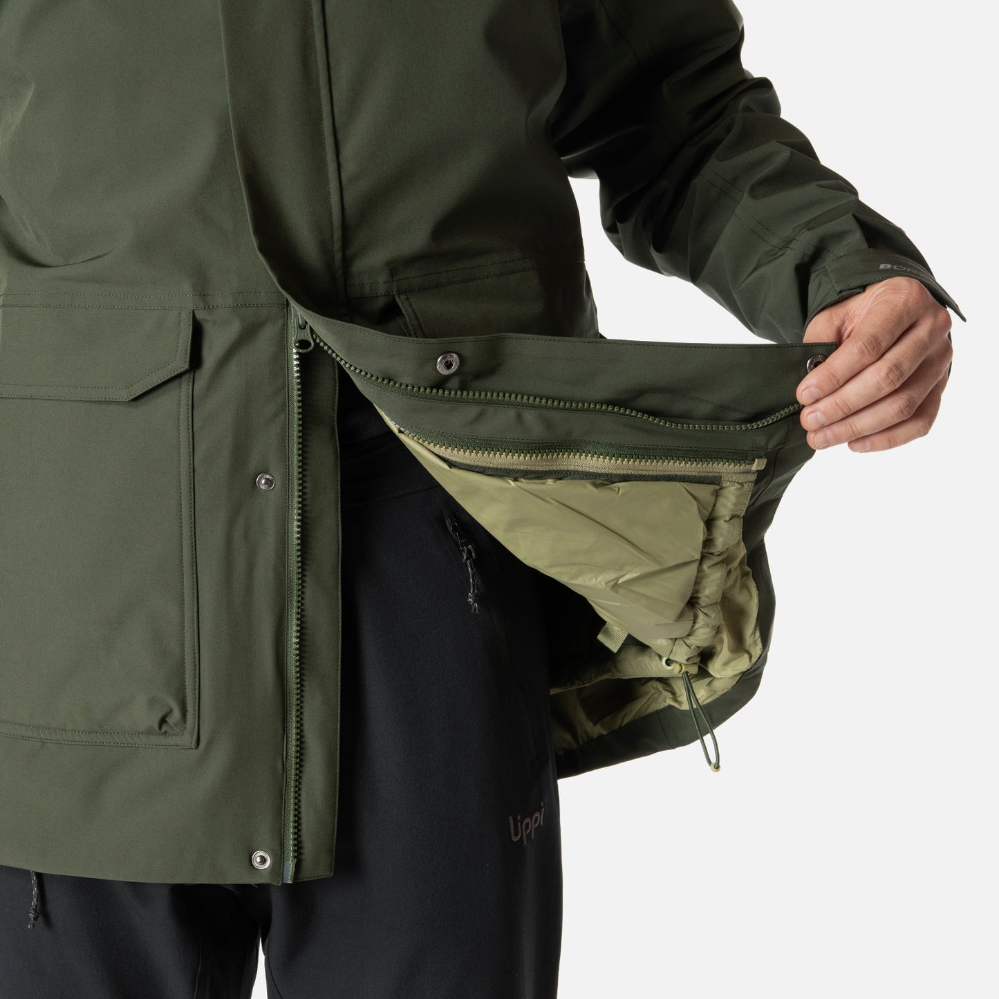 Chaqueta Hombre Hicken Fusion-3 B-Dry Hoody Jacket Verde Militar Lippi
