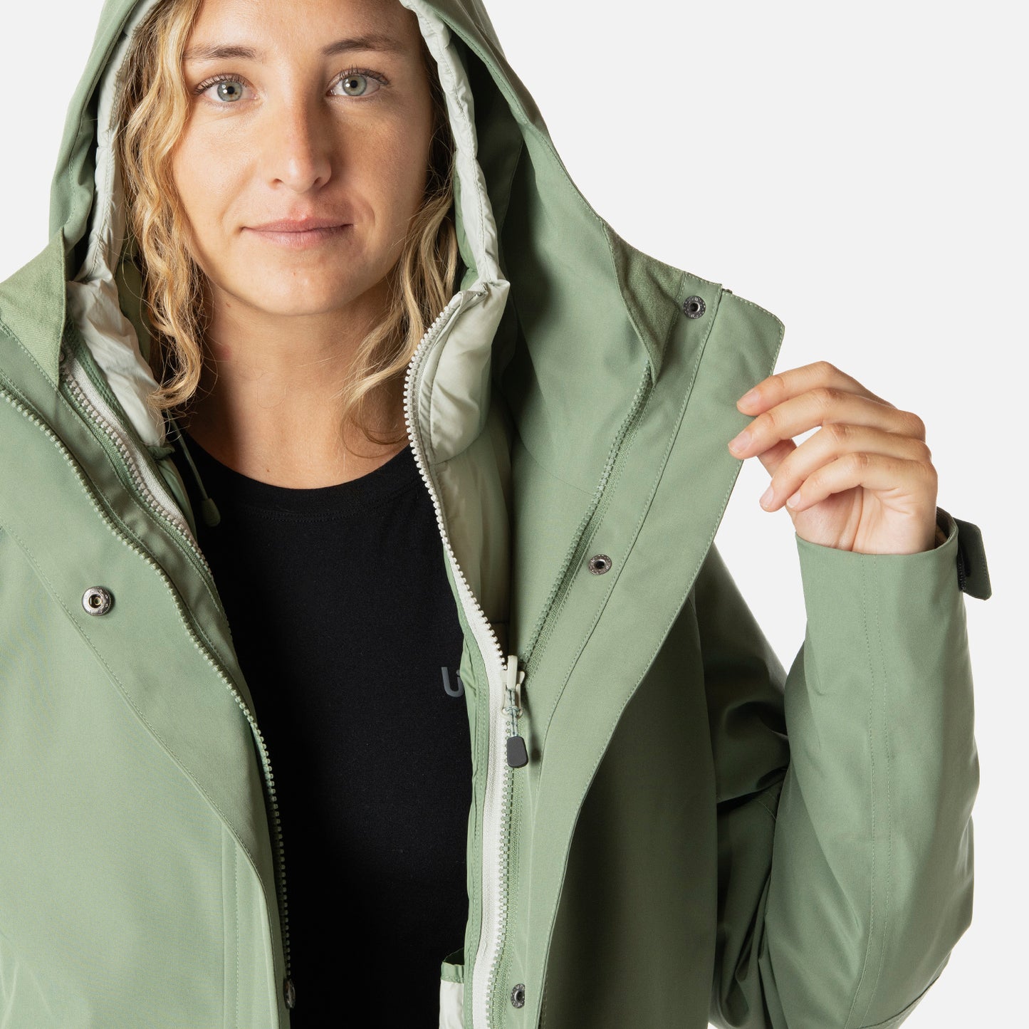 Chaqueta Mujer Hicken Fusion-3 B-Dry Hoody Jacket Jade Oscuro Lippi