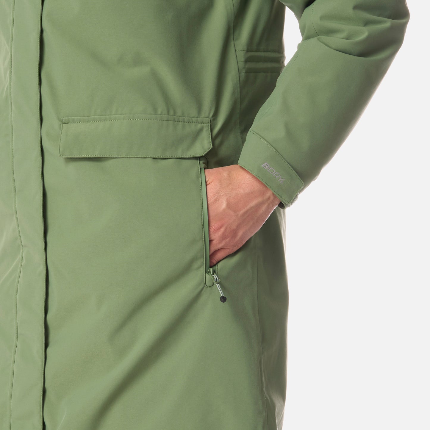 Chaqueta Mujer Mountains Live B-dry Steam-Pro Long Jacket Jade Oscuro Lippi