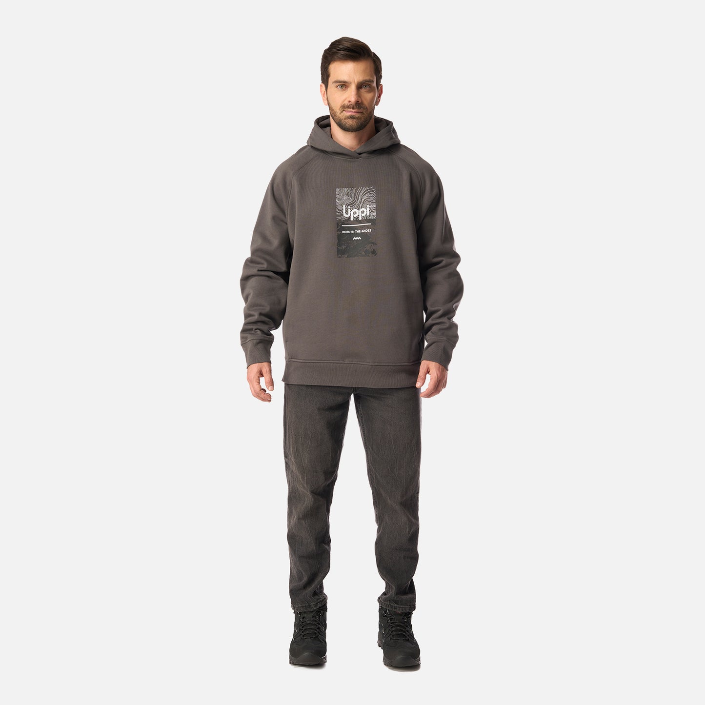 Polerón Hombre Insigne Hoody Sweatshirt Front Print Gris Medio Lippi