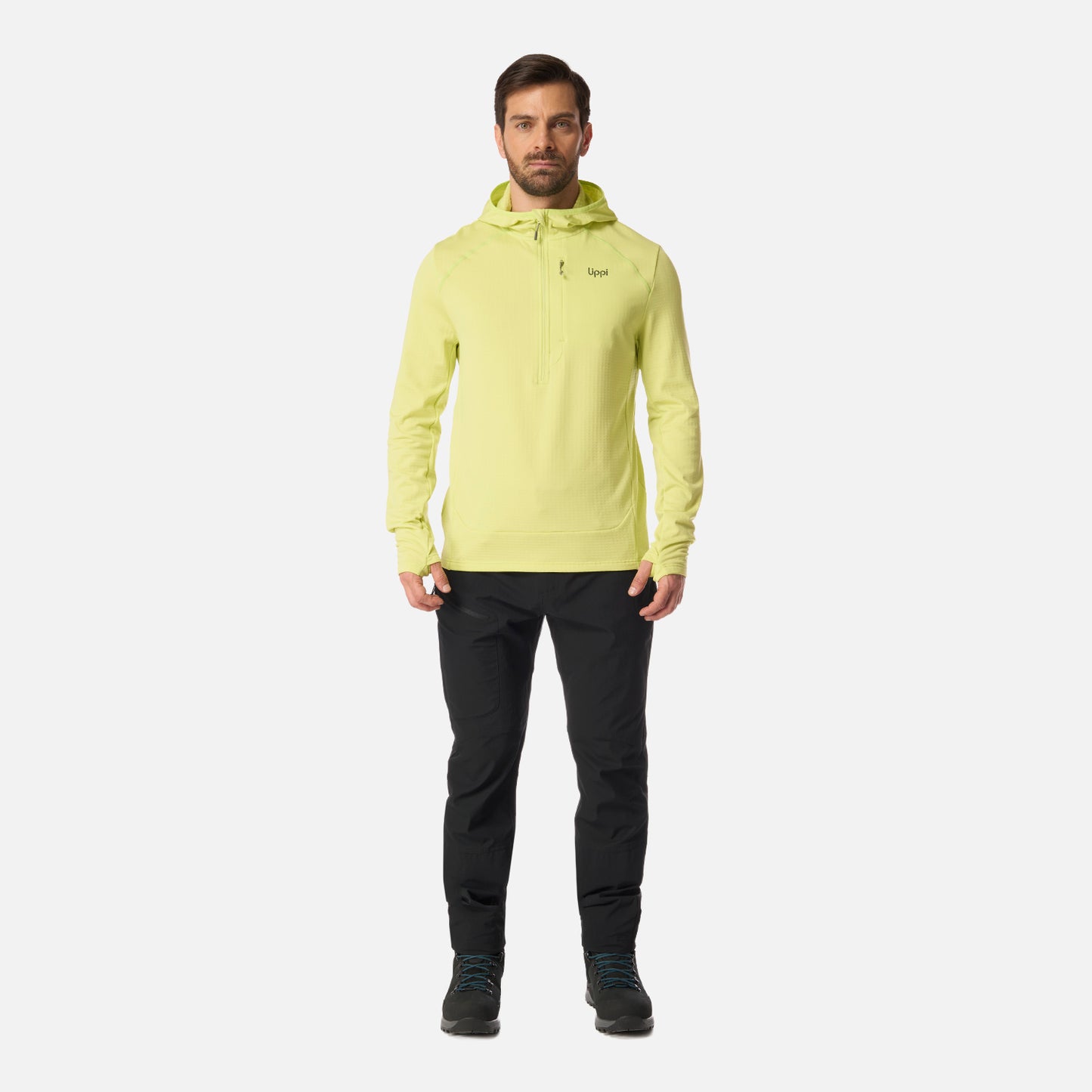 Polerón Hombre Viedma 1000 Nano-F 1/4 Zip Hoody Verde Lima Lippi