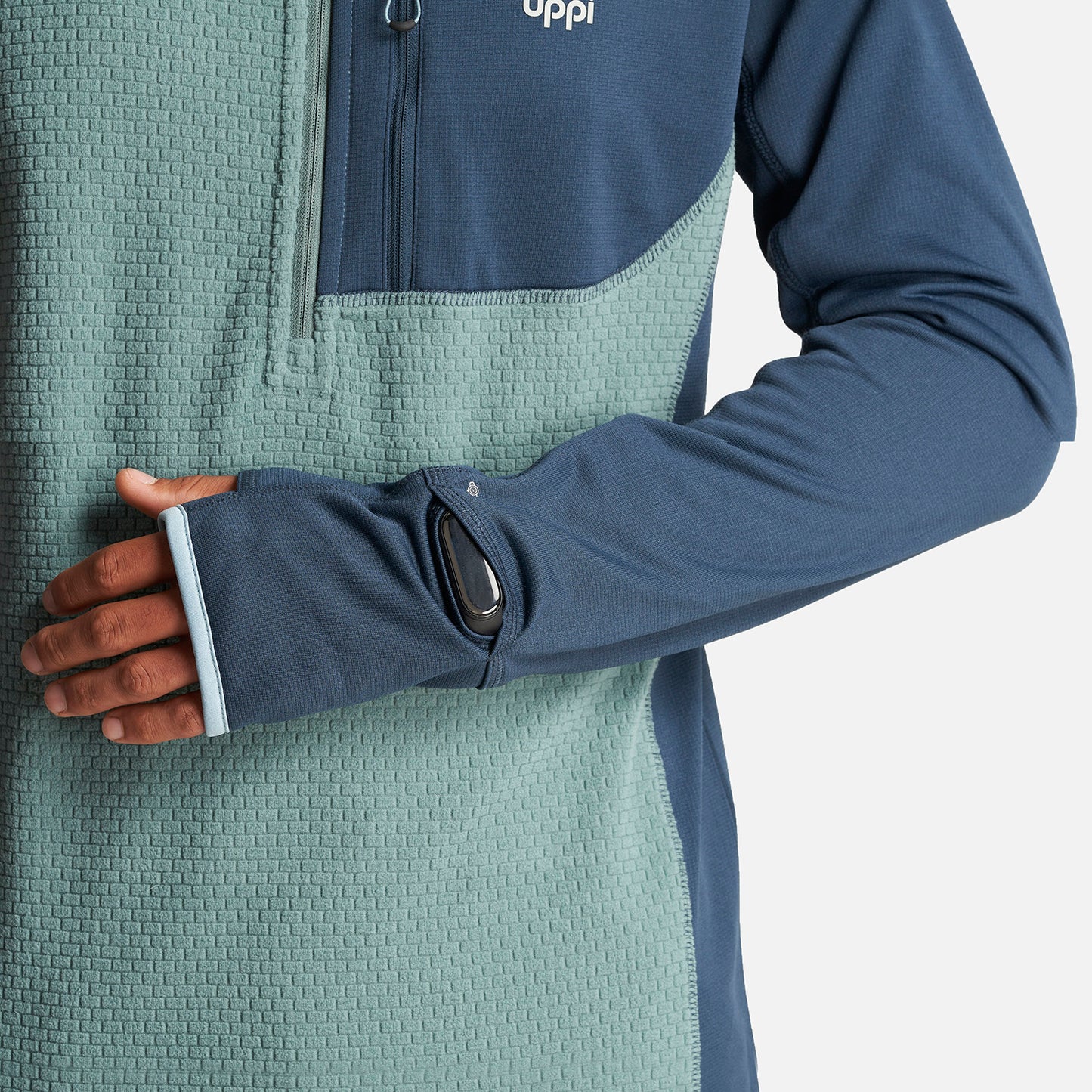 Poleron Hombre Jacaranda Mountain Nano-F 1/4 Zip Hoody Jade Oscuro Lippi