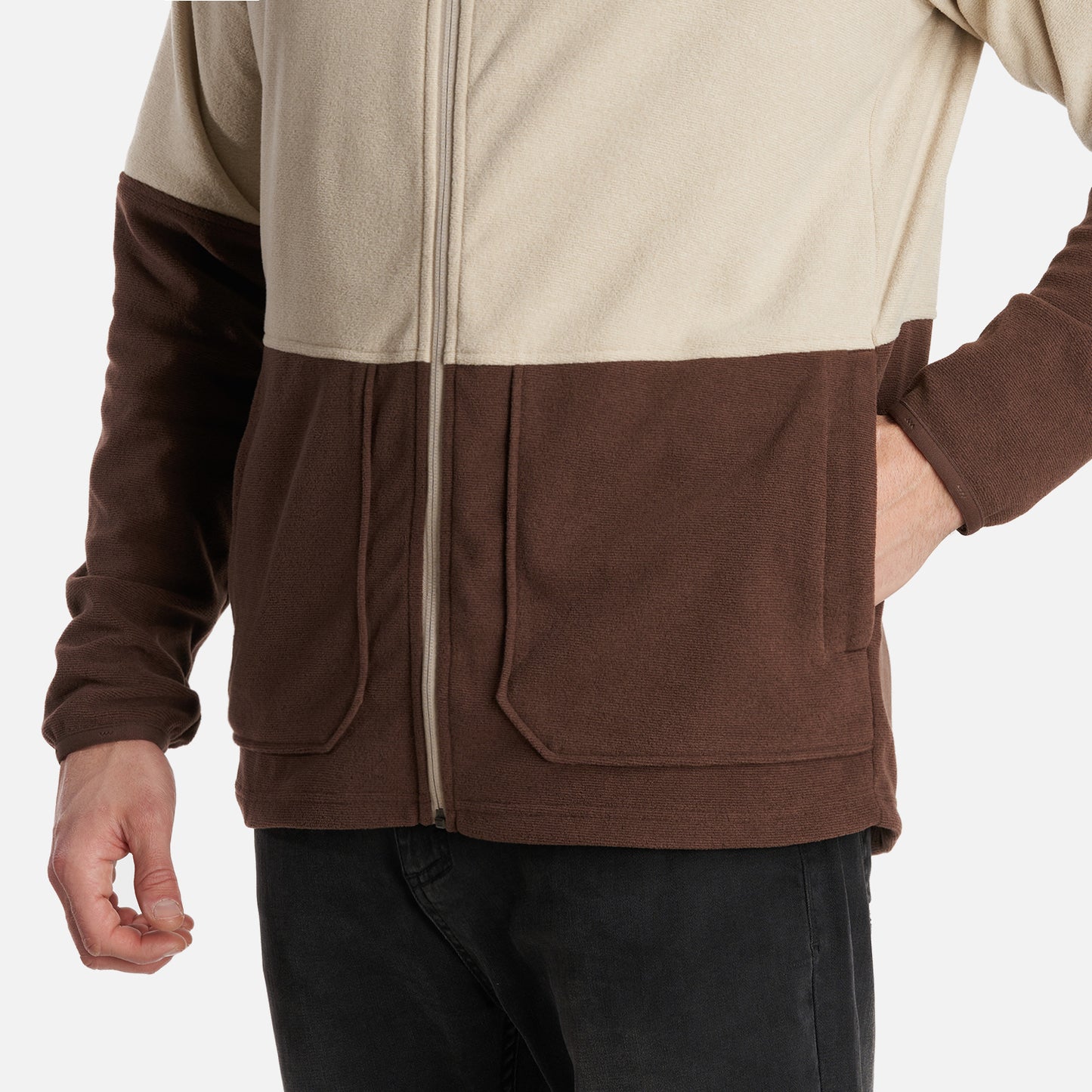 Poleron Hombre Stripes Nano-F Full Zip Hoody Crema Lippi
