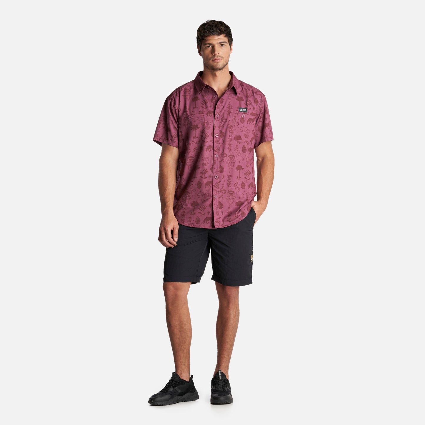 Camisa Hombre Cumbre Manga Corta Morado Haka Honu