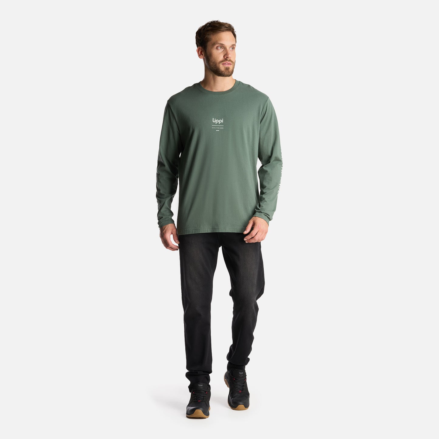 Polera Hombre Logo Lippi Long Sleeve T-Shirt Verde Musgo Lippi