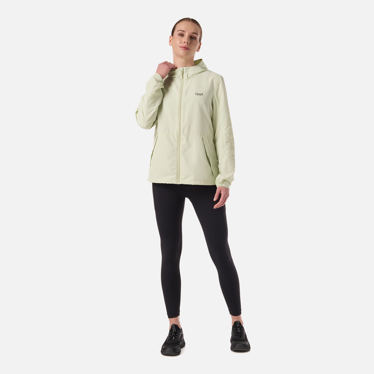 Chaqueta Mujer Nightfall Windbreaker Hoody Jacket Gris Claro / Verde Agua Lippi