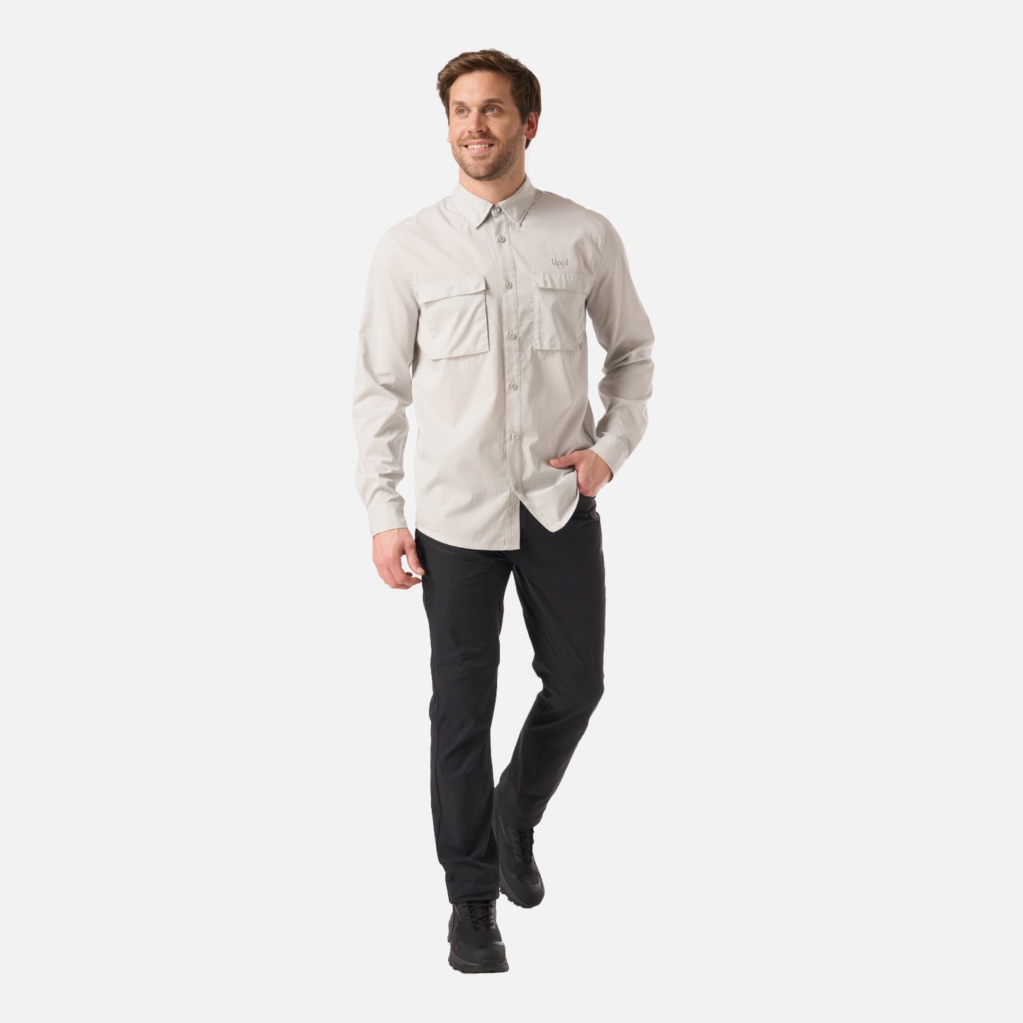 Camisa Hombre Rosselot Long Sleeve Q-Dry Shirt Gris Claro Lippi