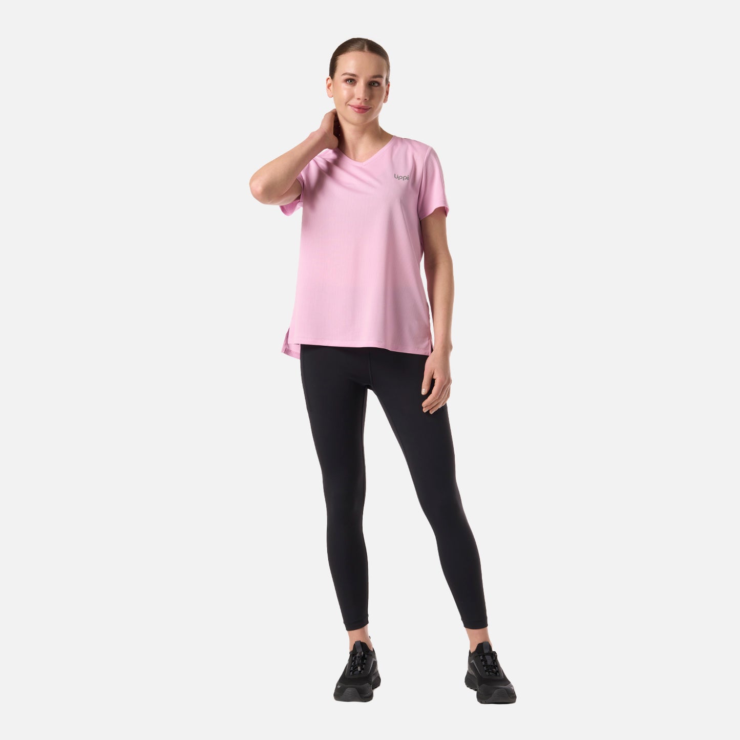 Polera Mujer Core V-Neck Q-Dry T-Shirt Rosa Lippi