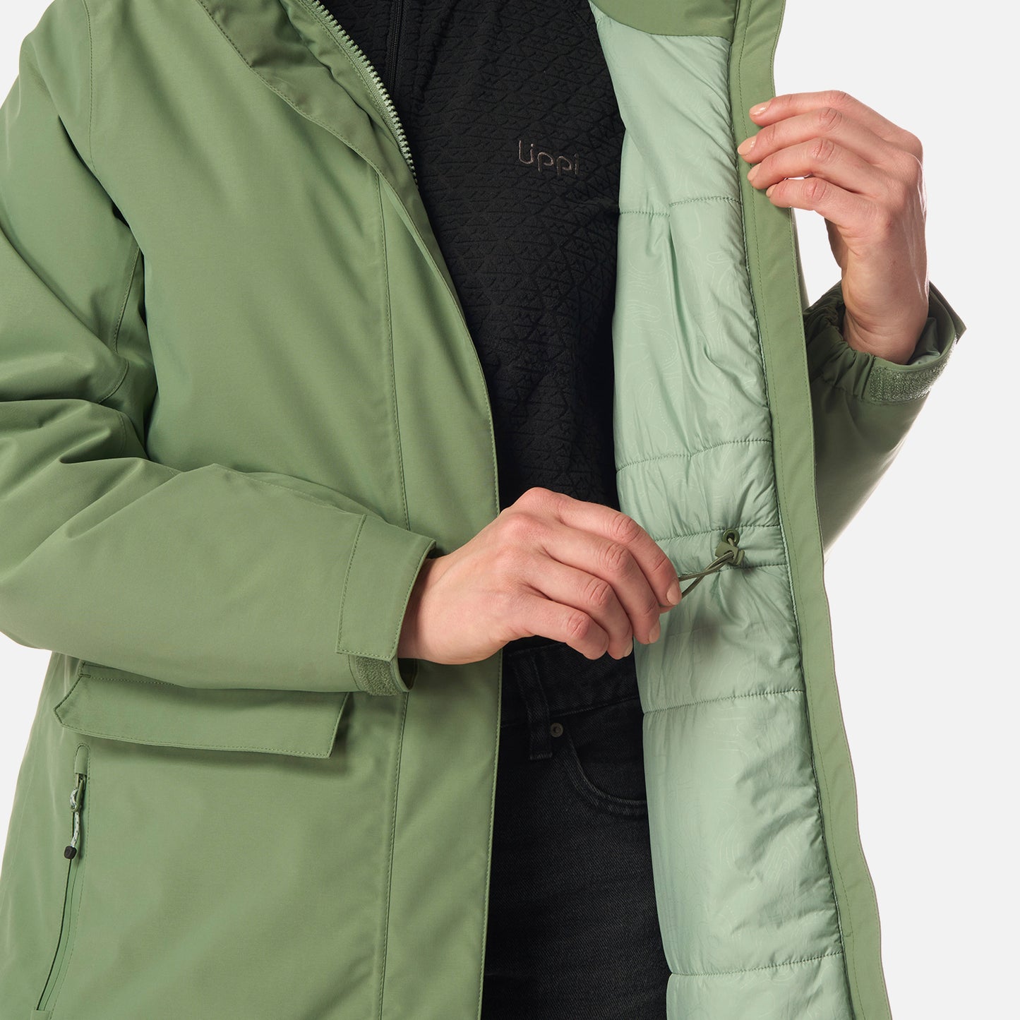 Chaqueta Mujer Mountains Live B-dry Steam-Pro Long Jacket Jade Oscuro Lippi
