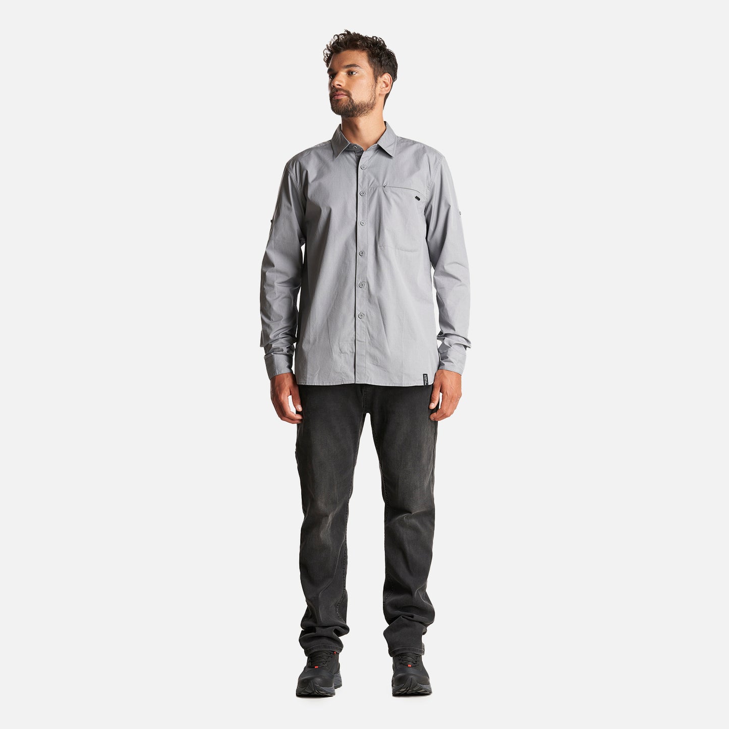 Camisa Hombre Alloy Long Sleeve Shirt Melange Gris Oscuro Lippi