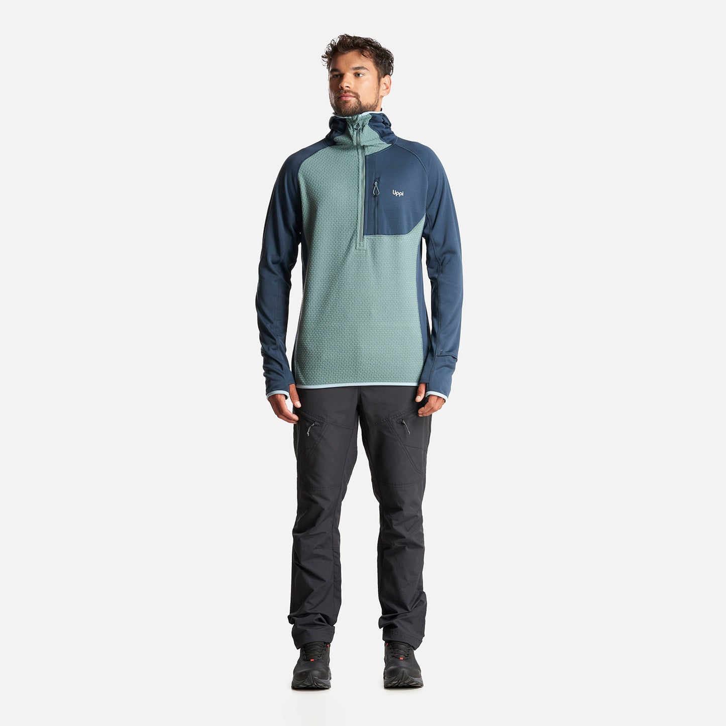 Poleron Hombre Jacaranda Mountain Nano-F 1/4 Zip Hoody Jade Oscuro Lippi