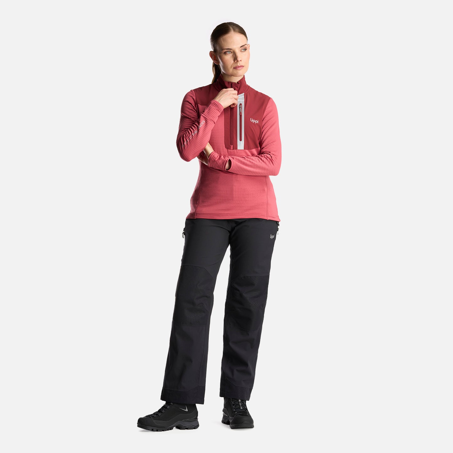 Poleron Mujer Karova Nano F 1/4 Zip Rosa Oscuro Lippi