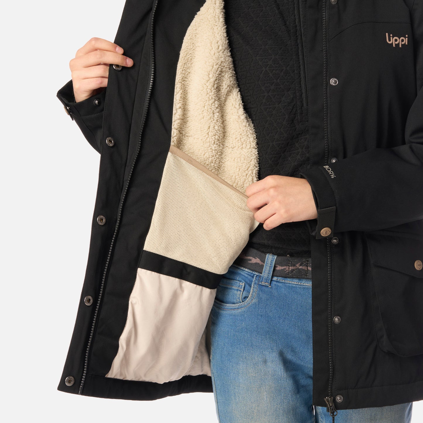 Chaqueta Teen Girl Roble B-Dry Hoody Jacket Negro Lippi