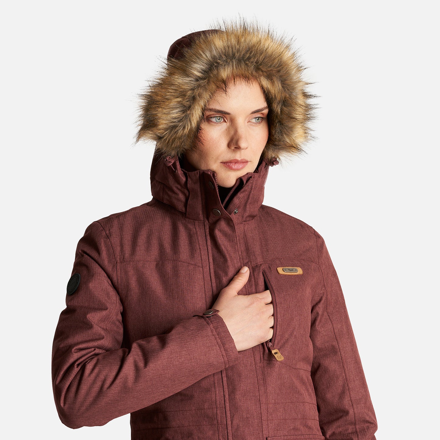 Chaqueta Mujer Roble B-Dry Hoody Jacket Melange Vino Lippi