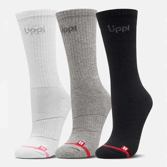 Calcetín Unisex Logo Lippi Pack Long Negro/Blanco/Gris Lippi