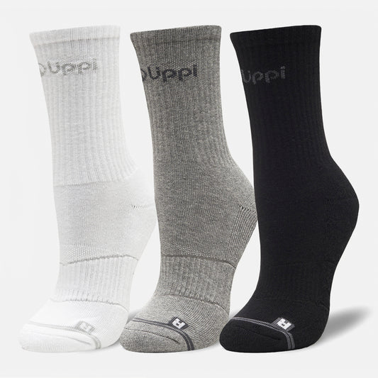 Calcetines Logo Lippi Pack Mid Negro Blanco Gris Lippi