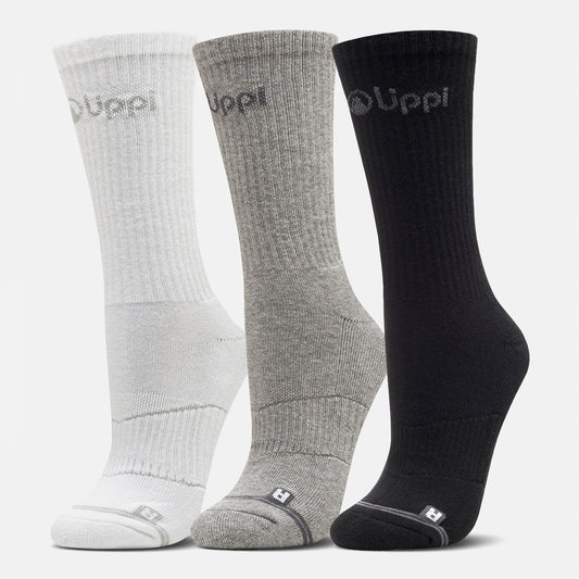 Calcetines Logo Lippi Pack Long Negro Blanco Gris Lippi