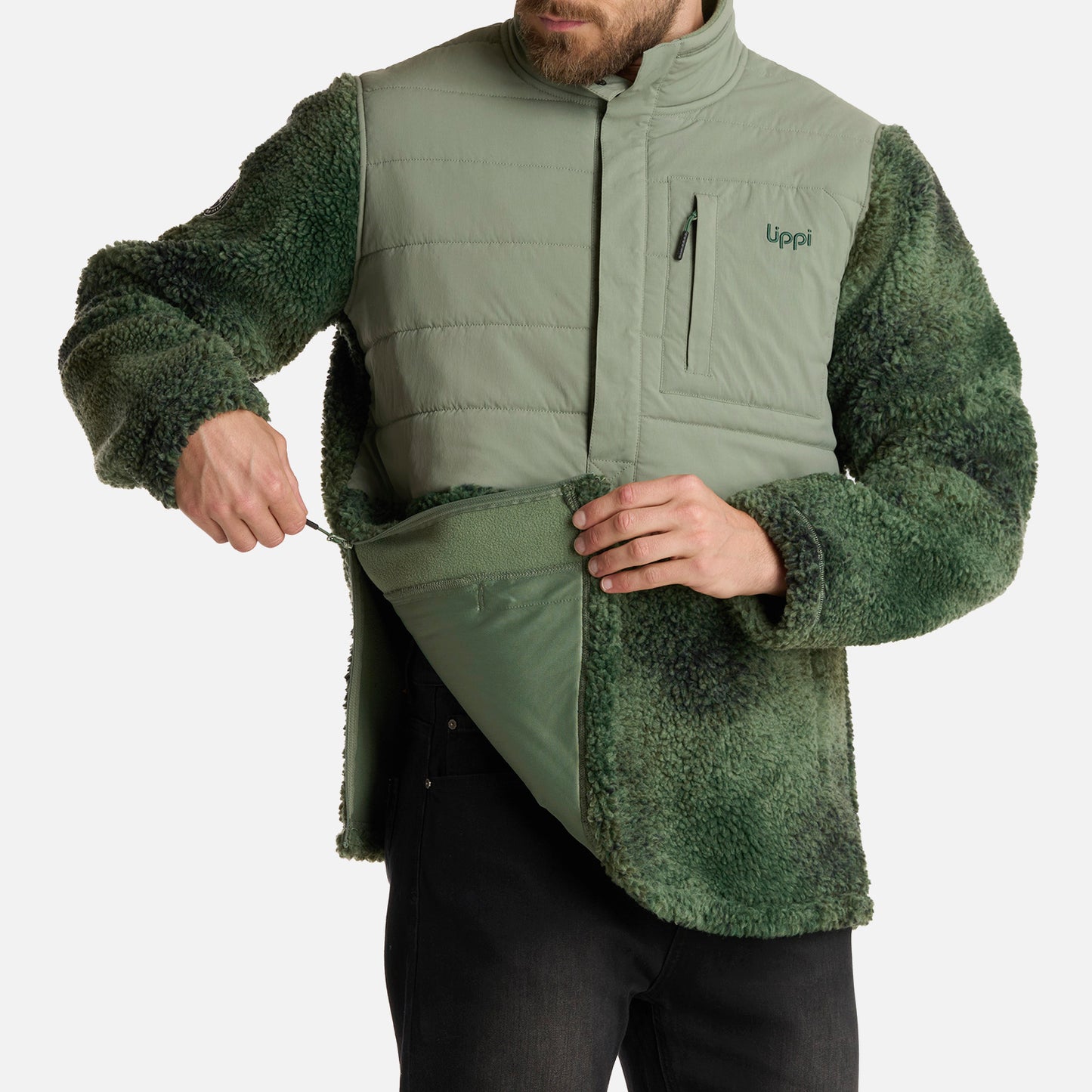 Polar Hombre Glaciar Sherpa-Pro 14 Zip Jacket Print Jade Lippi