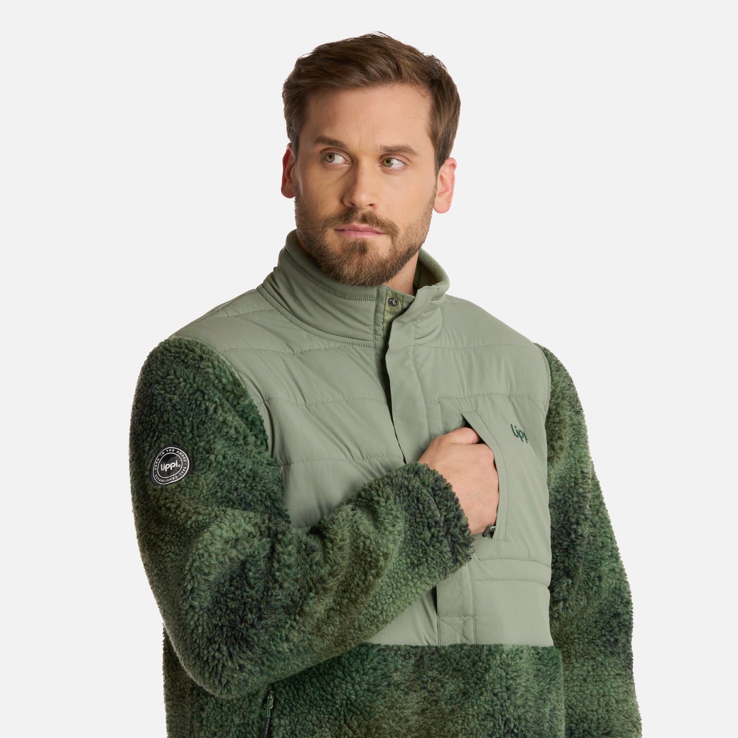 Polar Hombre Glaciar Sherpa-Pro 14 Zip Jacket Print Jade Lippi