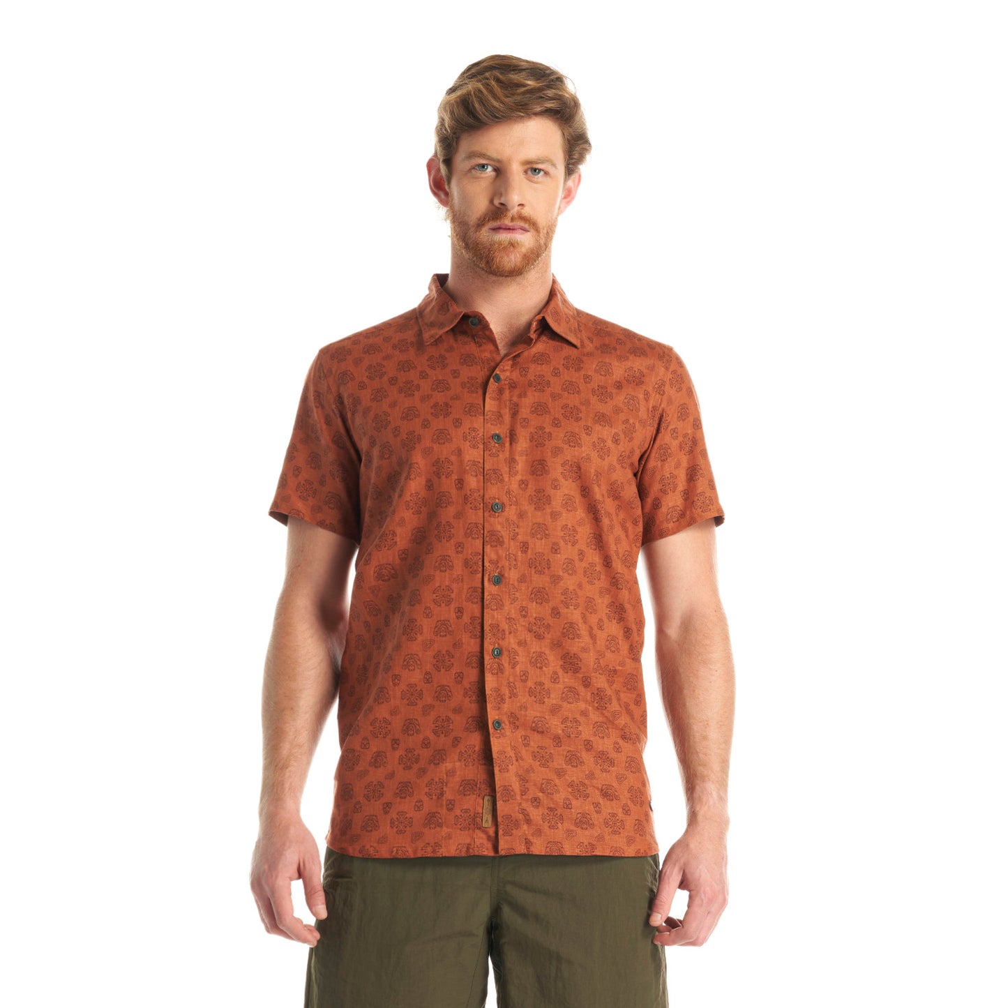 Camisa Hombre One Way Short Sleeve Shirt Print Terracota Lippi