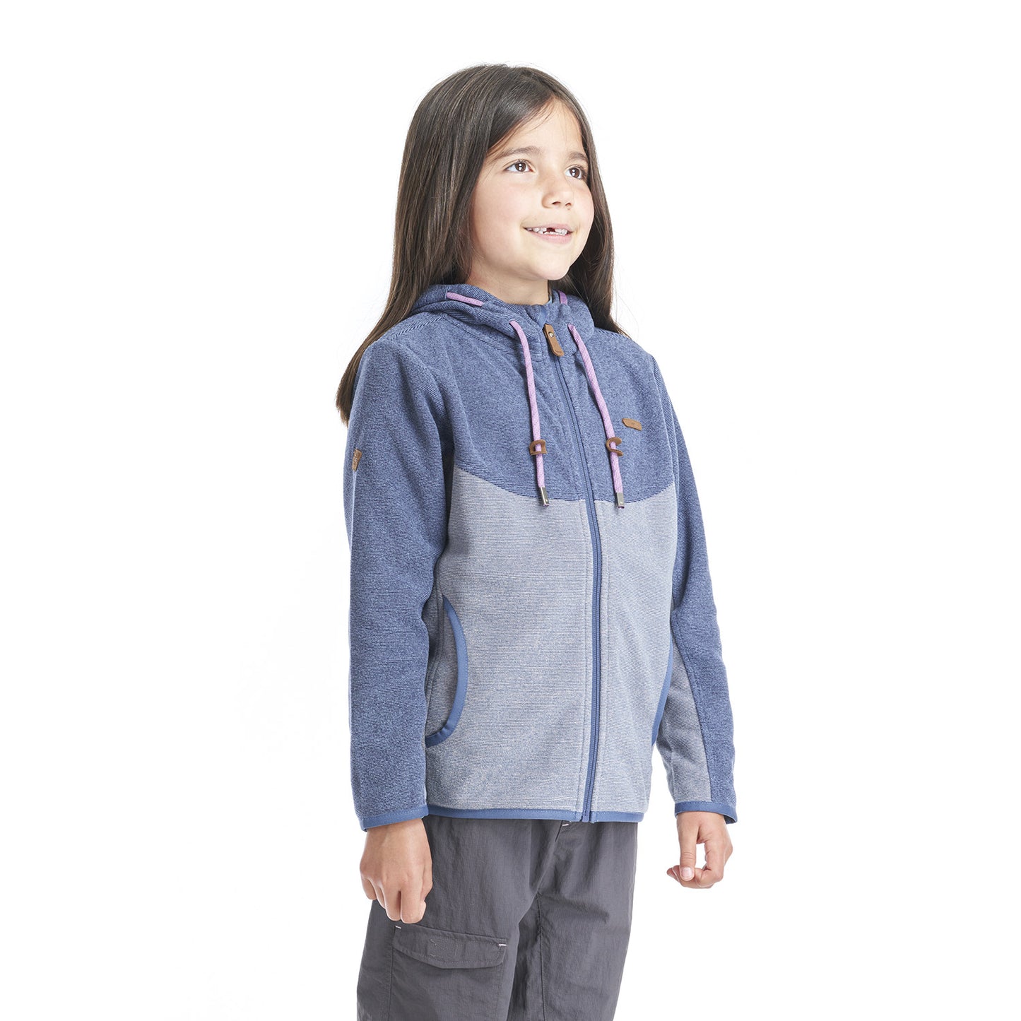 Poleron Niña Stripes Nano-F Full Zip Azul Piedra Lila Lippi