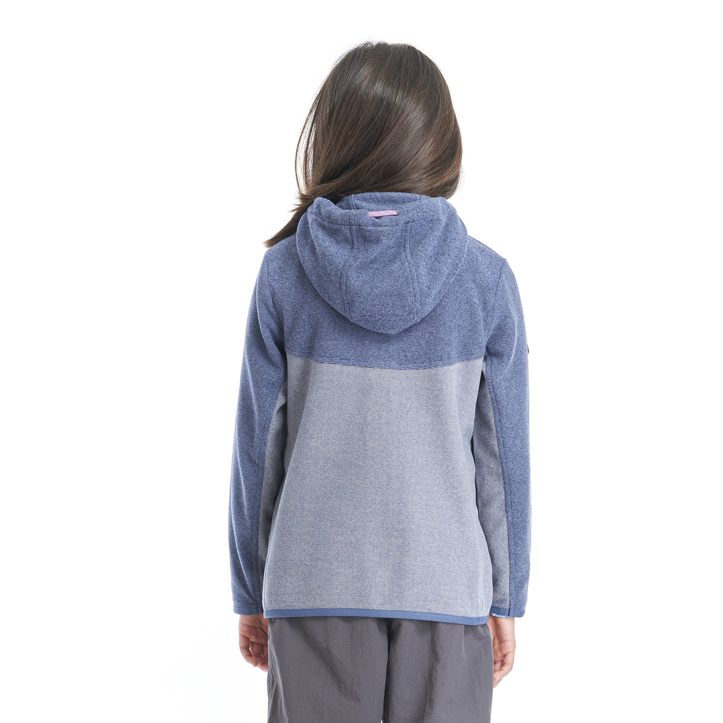 Poleron Niña Stripes Nano-F Full Zip Azul Piedra Lila Lippi
