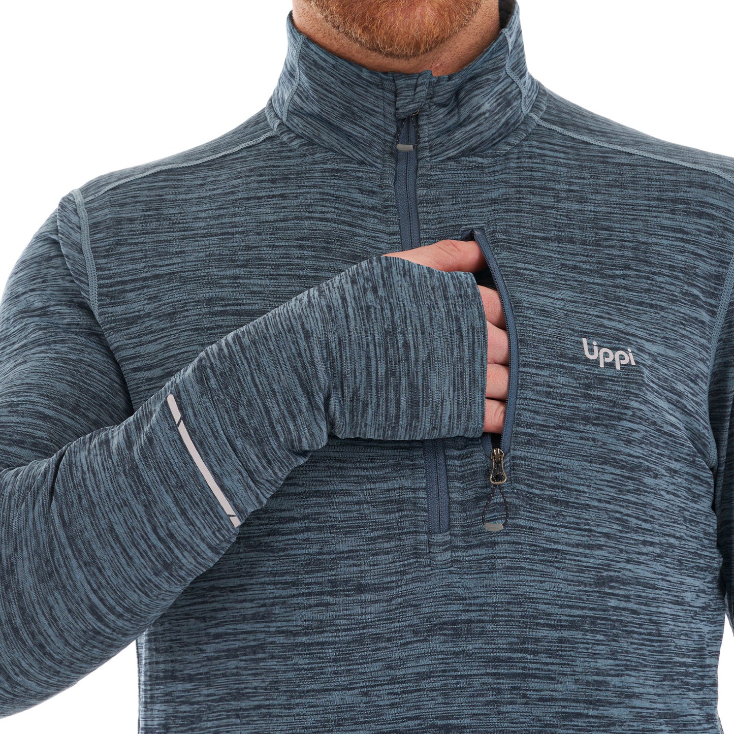 Poleron Hombre Just Move Nano-F 14 Zip Azul Grisaceo Lippi
