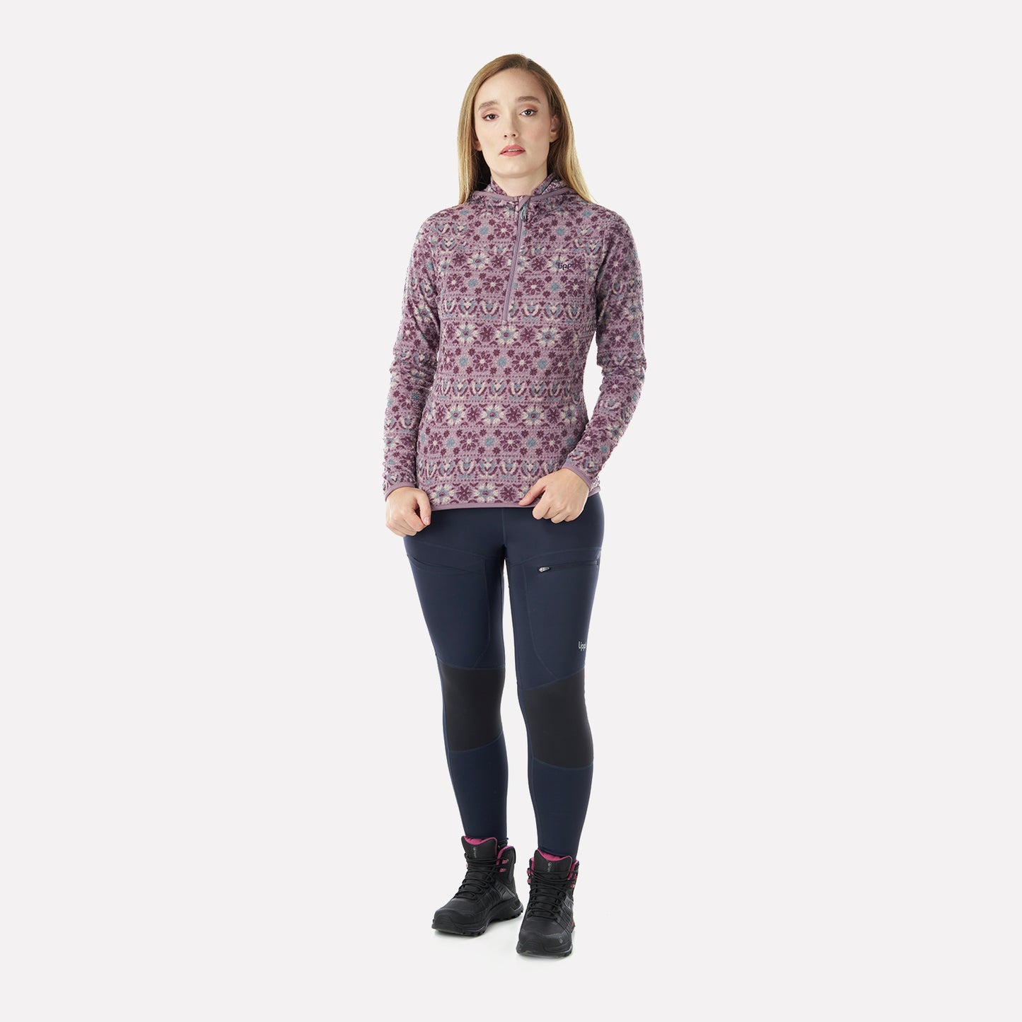 Poleron Mujer Jacaranda Nano-F 14 Zip Hoody Print Palo Rosa Lippi