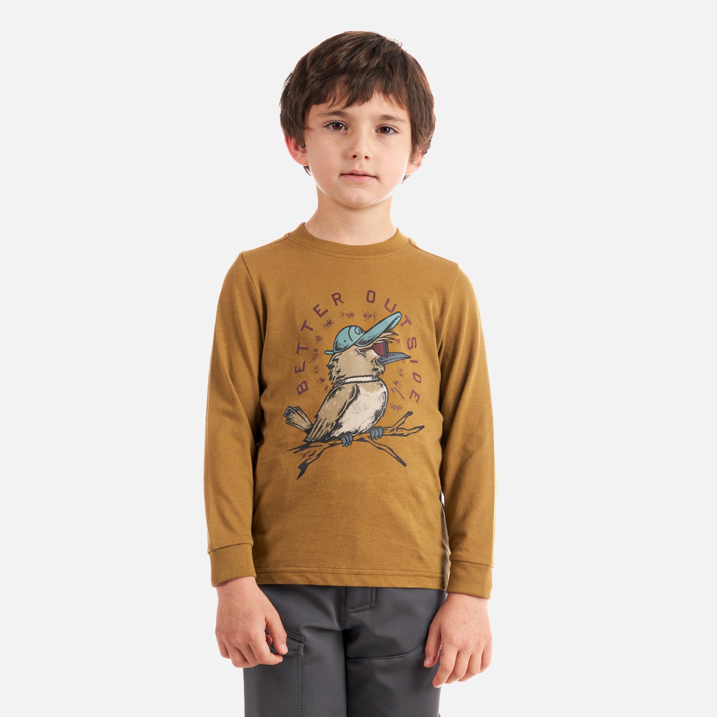 Polera Niño Logo Lippi Long Sleeve T-Shirt Café Pardo Lippi