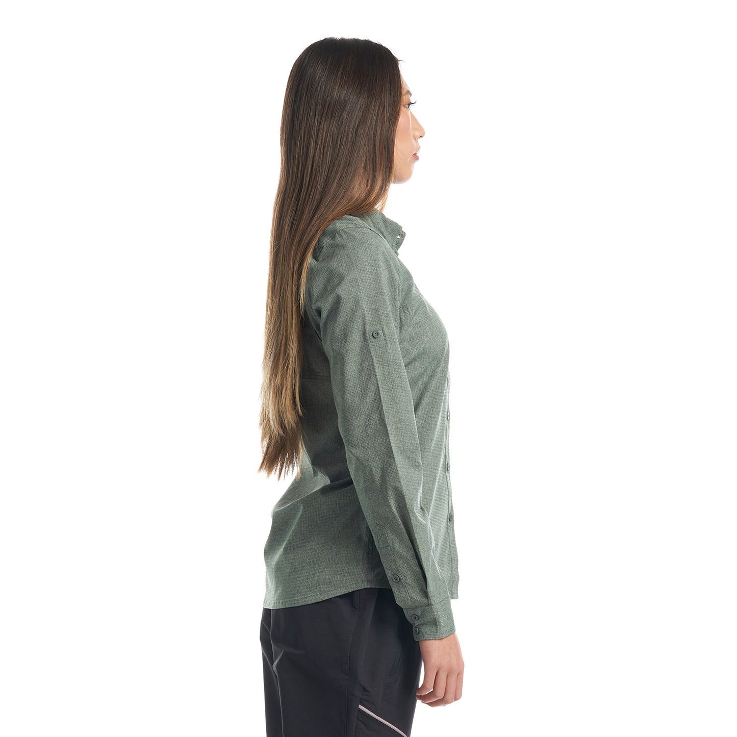 Camisa Mujer Rosselot Long Sleeve Q-Dry Shirt Verde Grisaceo Lippi