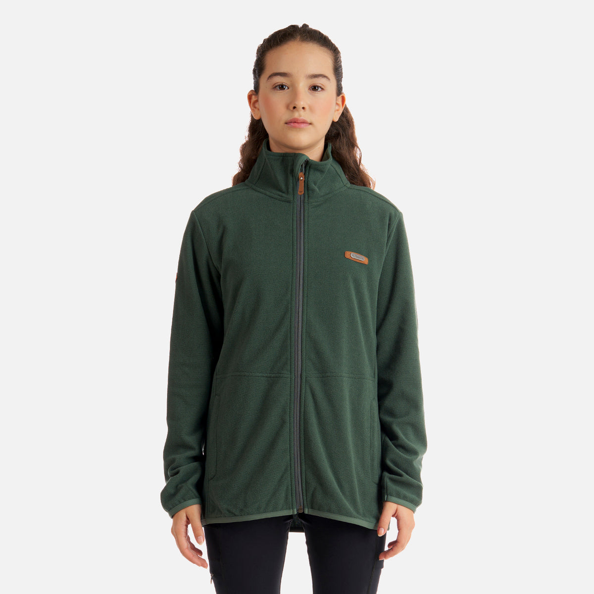 Poleron Teen Girl Stripes Nano-F Full Zip Verde Grisaceo Lippi