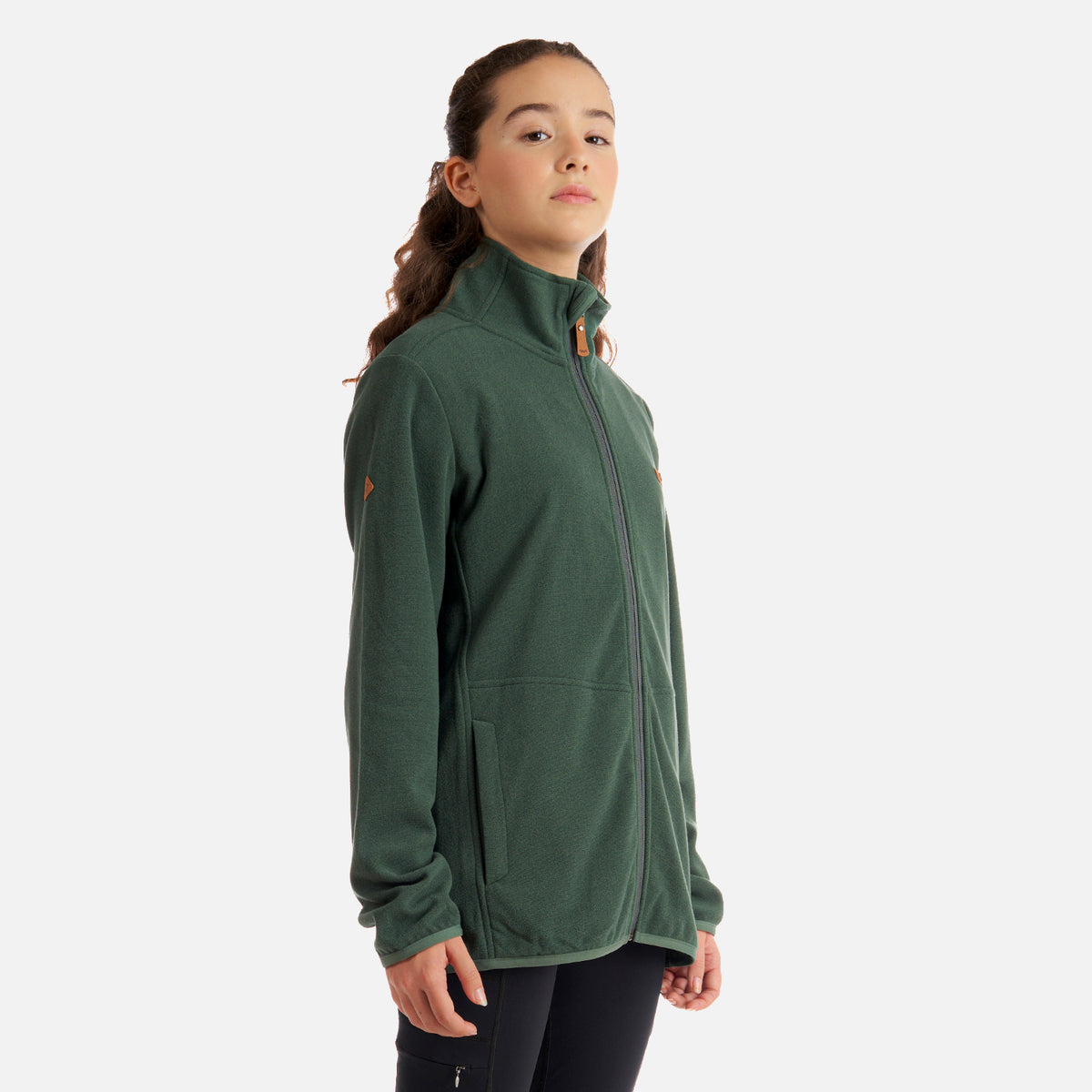 Poleron Teen Girl Stripes Nano-F Full Zip Verde Grisaceo Lippi