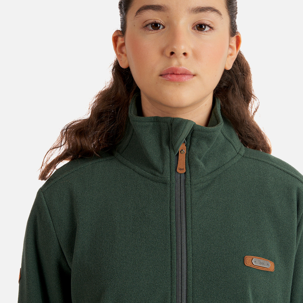 Poleron Teen Girl Stripes Nano-F Full Zip Verde Grisaceo Lippi