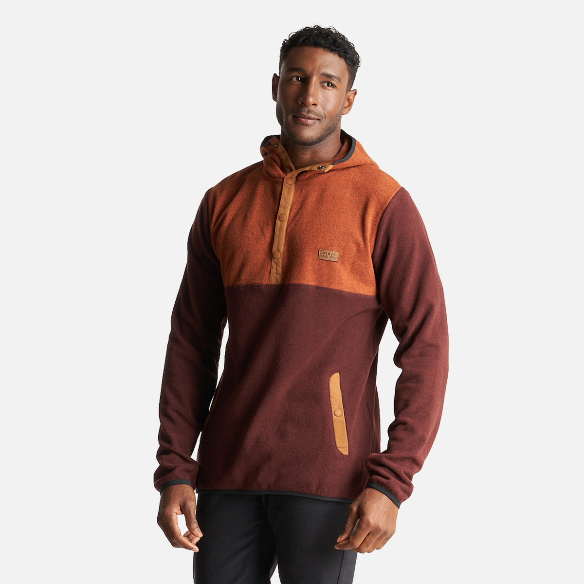 Poleron Hombre Tokerau Hoodie Naranja Oscuro/Burdeo Haka Honu