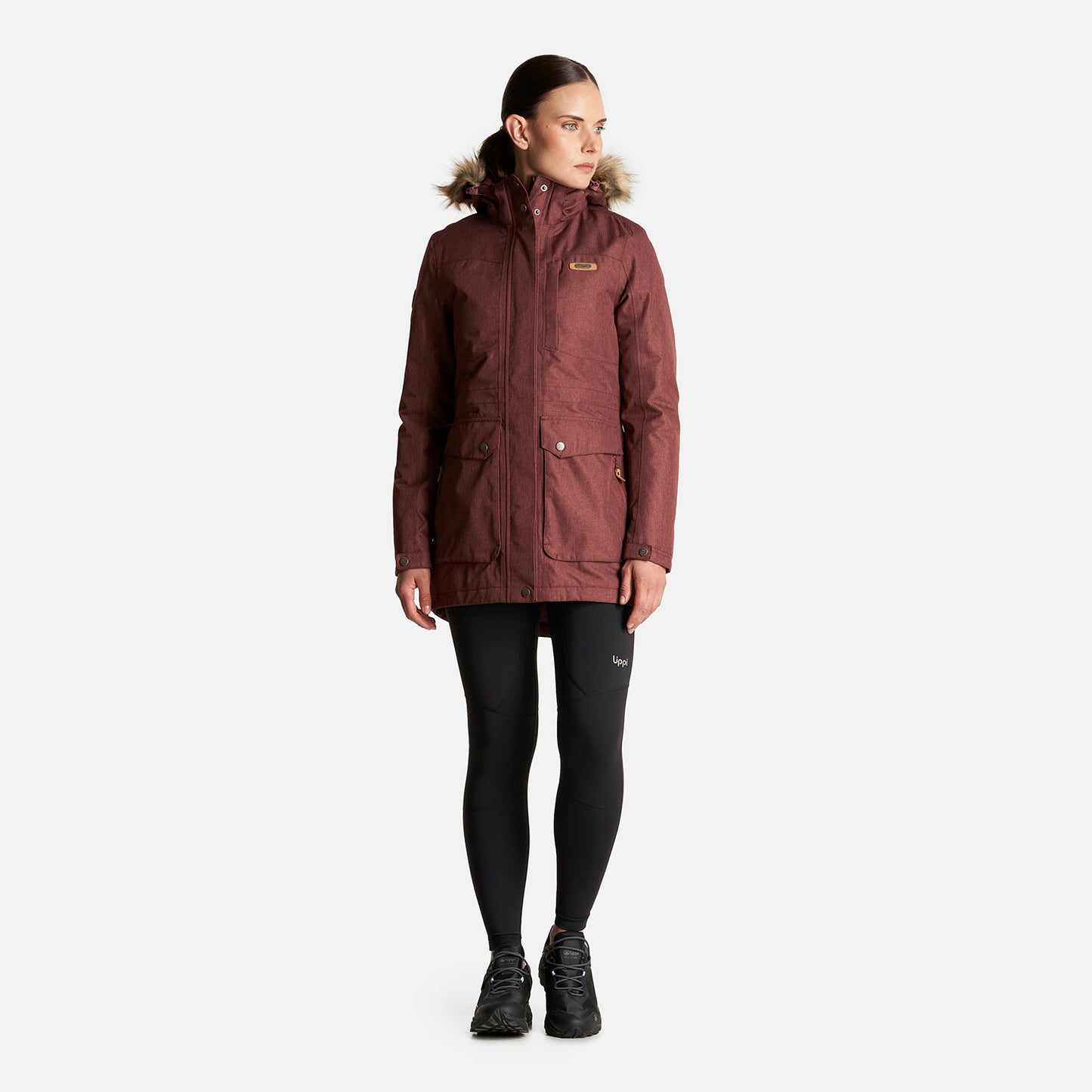 Chaqueta Mujer Roble B-Dry Hoody Jacket Melange Vino Lippi