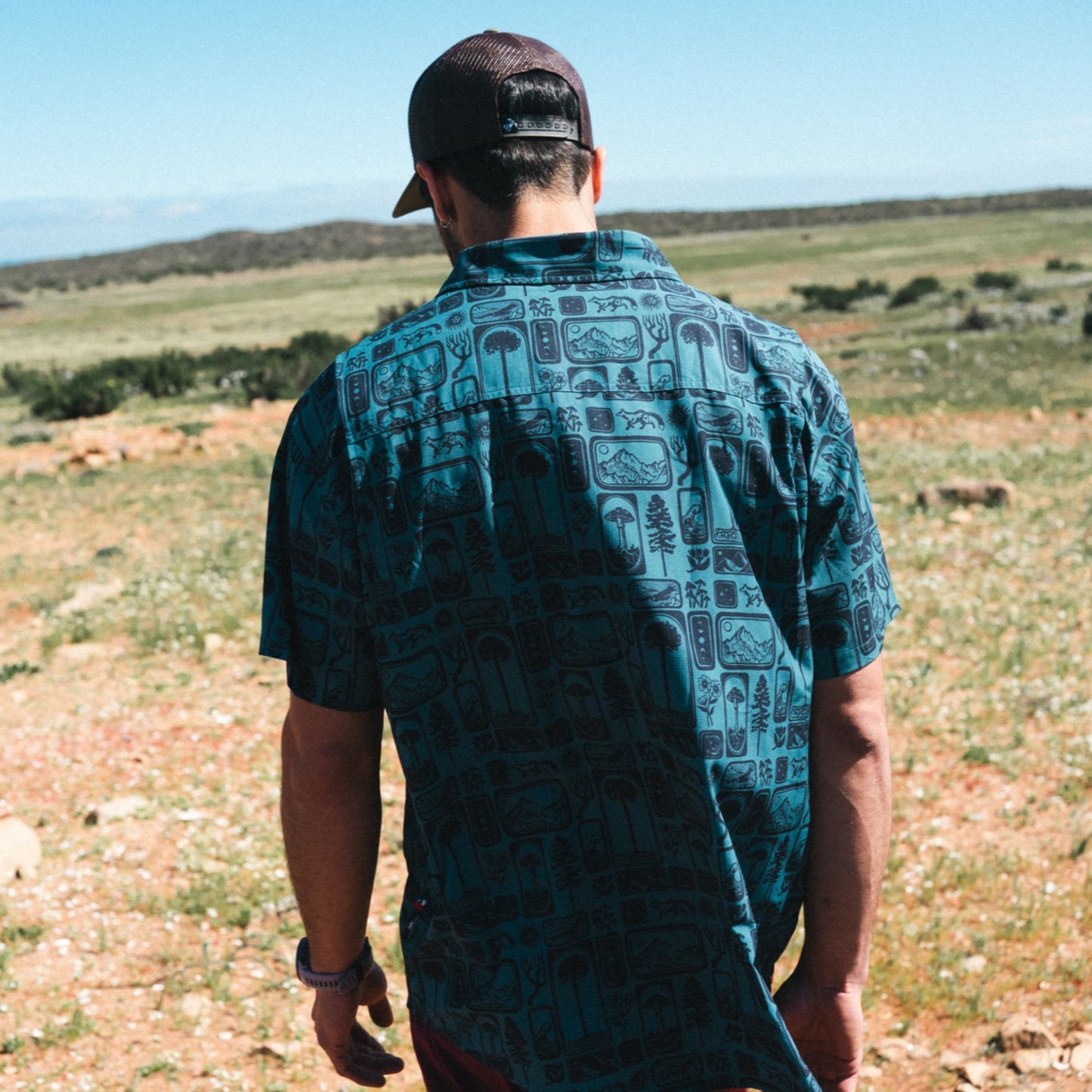 Camisa Hombre Cumbre Manga Corta Print Turquesa Haka Honu