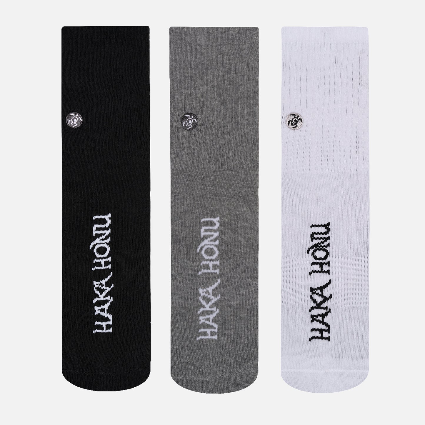 Calcetín Unisex Las Tres Puntas Pack Medio Negro / Gris / Blanco Haka Honu