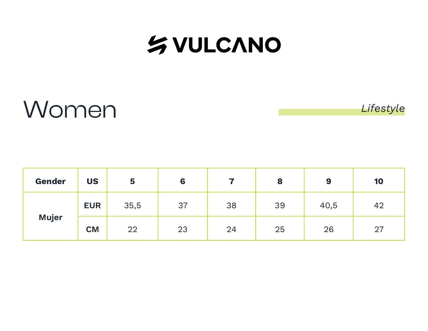 Guía de tallas Vulcano